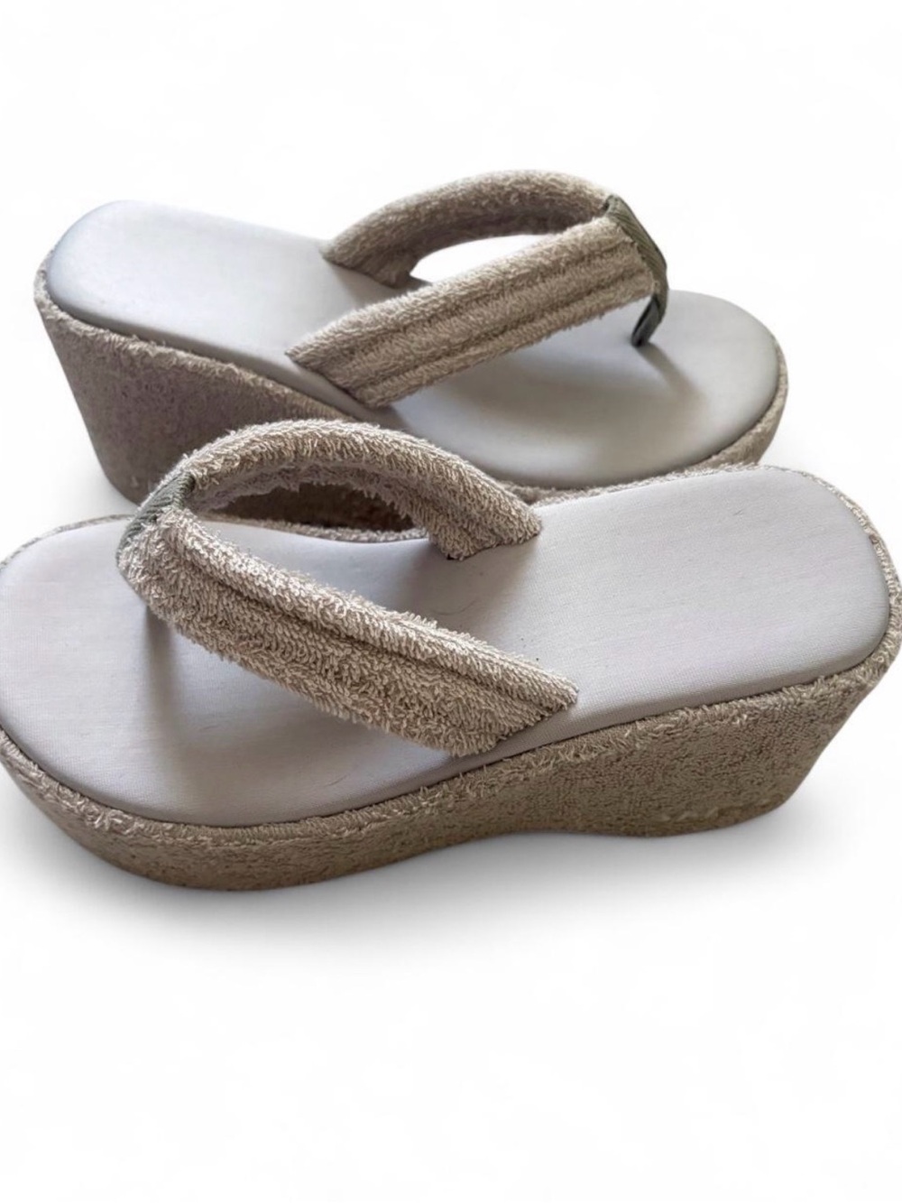 SKIMS Taupe Wedge Terry-Cloth Flip Flop Sandals